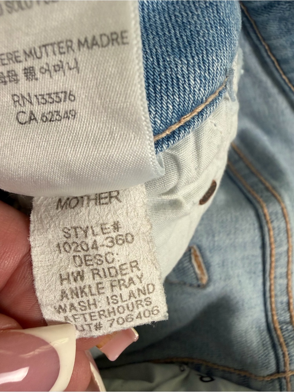 MOTHER High Waisted Rider Ankle Fray Island After Hours Size 29 - Picture 9 of 13